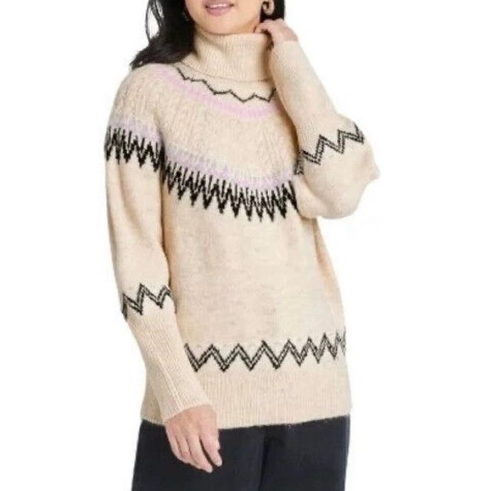 NEW A New Day Fair isle Oatmeal Soft  Fabric Sweater Size Small